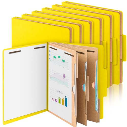 Skyygemm 12 Stück Presskarton-Klassifizierungsordner mit 3 Fächern, 5,1 cm Erweiterungen, strapazierfähig, 2 Zinken, für Standard-Medizin-Akten, Dokumente, Büroberichte (gelb) von Skyygemm
