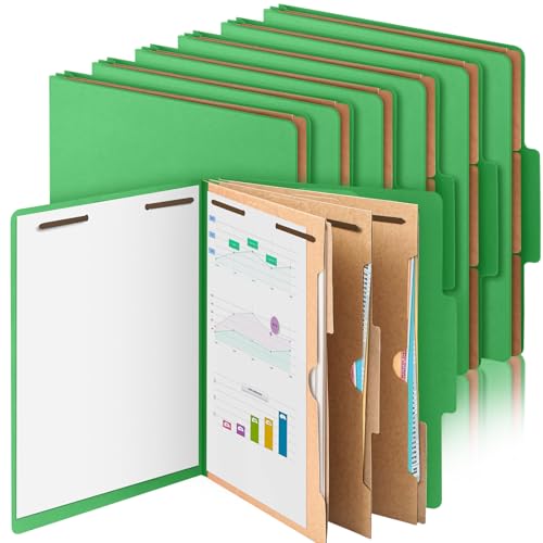 Skyygemm 12 Stück Presskarton-Klassifizierungsordner mit 3 Fächern, 5,1 cm Erweiterungen, strapazierfähig, 2 Zinken, für Standard-Medizin-Akten, Dokumente, Büroberichte (grün) von Skyygemm