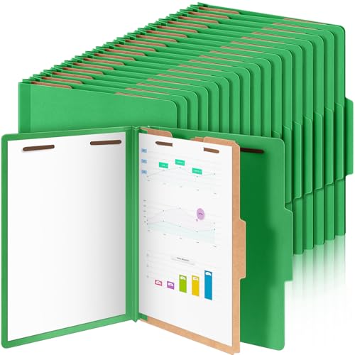 Skyygemm Klassifizierungsmappen, Briefgröße, 1 Trennwand, Presskarton-Aktenordner mit 8,9 cm Erweiterung, 2 Zinken, robuster Büroordner für Lehrer, Medizin (Grün, 36 Stück) von Skyygemm