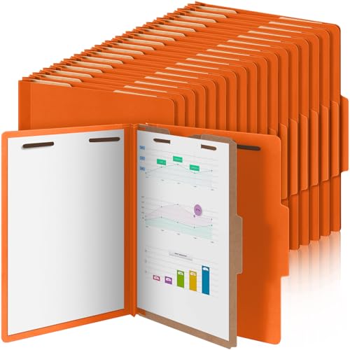 Skyygemm Klassifizierungsmappen, Briefgröße, 1 Trennwand, Presskarton-Aktenordner mit 8,9 cm Erweiterung, 2 Zinken, robuster Büroordner für Lehrer, Medizin (Orange) von Skyygemm