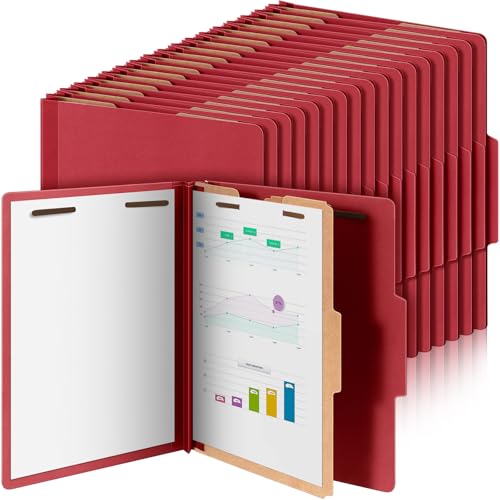 Skyygemm Klassifizierungsmappen, Briefgröße, 1 Trennwand, Presskarton-Aktenordner mit 8,9 cm Erweiterung, 2 Zinken, robuster Büroordner für Lehrer, Medizin (rot) von Skyygemm