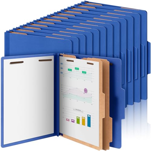 Skyygemm Klassifizierungsmappen, Briefgröße, 2 Trennwände, Presskarton-Aktenordner mit 3. 12,7 cm Erweiterung, 2 Zinkenverschluss, robuster Büroordner für Lehrer, Medizin (Dunkelblau), 60 Stück von Skyygemm