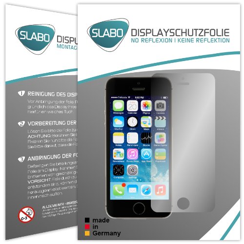 Slabo 4 x Displayschutzfolie für iPhone 5 5S 5C SE Displayfolie Schutzfolie Folie Zubehör No Reflexion MATT - entspiegelnd Made IN Germany Slabo 4 x Displayschutzfolie für iPhone 5 5S 5C SE Displayfolie Schutzfolie Folie Zubehör No Reflexion MATT - entspiegelnd Made IN Germany von Slabo