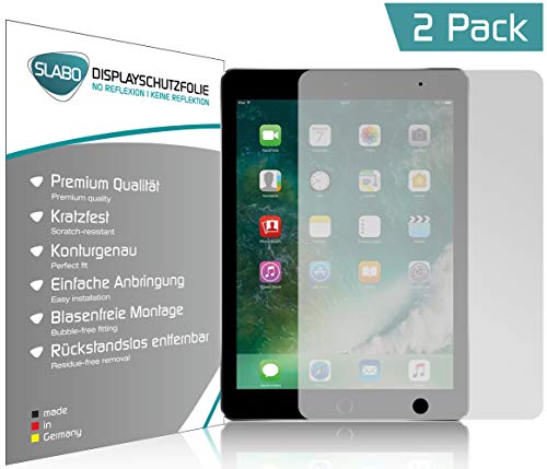 Slabo 2 x Displayschutzfolie für iPad 9.7 (2017)/iPad 9.7 (2018) Displayschutz Schutzfolie Folie No Reflexion|Keine Reflektion MATT - Entspiegelnd Made IN Germany von Slabo