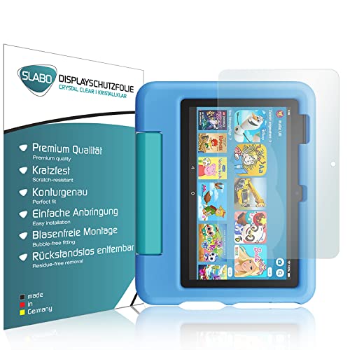 Slabo 2 x Displayschutzfolie kompatibel mit Amazon Fire 7 Kids-Tablet (2022, 12. Gen.) Displayschutz Schutzfolie Folie Crystal Clear KLAR von Slabo