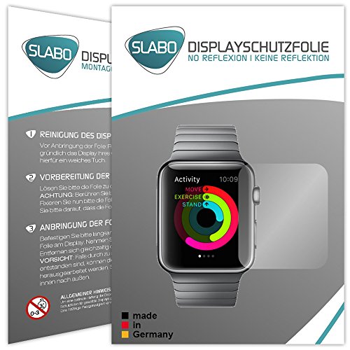 Slabo 2 x Displayschutzfolie kompatibel mit Apple Watch (38mm) Displayschutz Schutzfolie Folie No Reflexion | Keine Reflektion MATT von Slabo