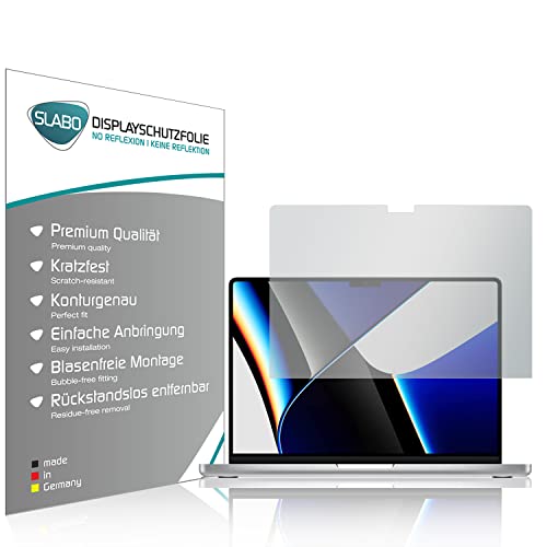 Slabo 2 x Displayschutzfolie kompatibel mit MacBook Pro 14" (2021) Displayschutz Schutzfolie Folie No Reflexion | Keine Reflektion MATT von Slabo
