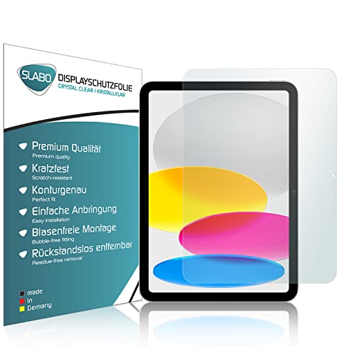 Slabo 2 x Displayschutzfolie kompatibel mit iPad 10,9" (10. Gen. | 2022) Wi-Fi + Cellular Displayschutz Schutzfolie Folie Crystal Clear KLAR von Slabo