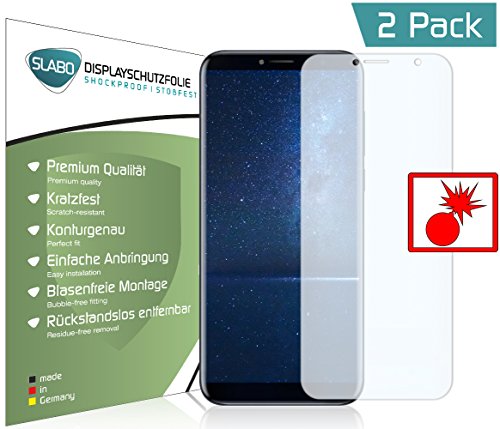 Slabo 2 x Panzerschutzfolie für Cubot X18 (2017) | X18 Plus (2017) Panzerfolie Displayschutzfolie Schutzfolie Folie Shockproof KLAR von Slabo