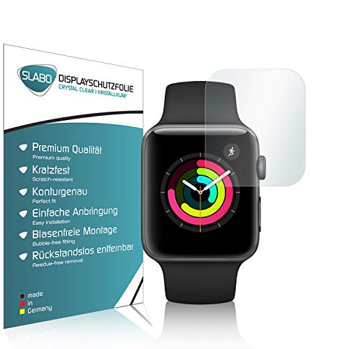 Slabo 4 x Displayschutzfolie für Apple Watch Series 3 (42mm) Displayschutz Schutzfolie Folie Crystal Clear KLAR von Slabo