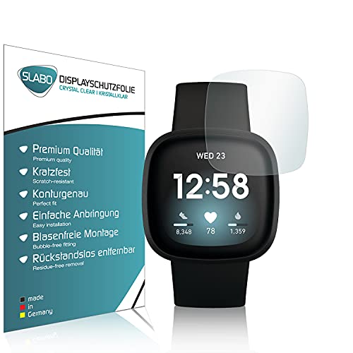 Slabo 4 x Displayschutzfolie kompatibel mit Fitbit Sense | Fitbit Versa 3 Displayschutz Schutzfolie Folie Crystal Clear KLAR von Slabo