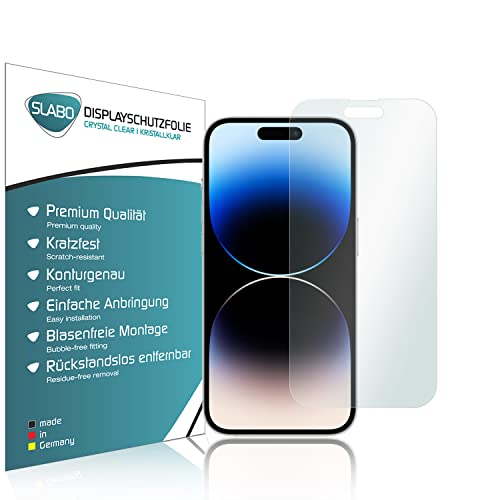 Slabo 4 x Displayschutzfolie kompatibel mit iPhone 14 Pro Displayfolie Schutzfolie Folie Zubehör Crystal Clear KLAR von Slabo