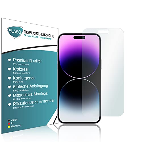 Slabo 4 x Displayschutzfolie kompatibel mit iPhone 14 Pro Max Displayfolie Schutzfolie Folie Zubehör Crystal Clear KLAR von Slabo
