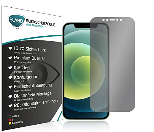 Slabo Blickschutzfolie für iPhone 12 | iPhone 12 Pro Sichtschutz 4-Way Displayschutzfolie 360 Grad View Protection Privacy Schwarz von Slabo