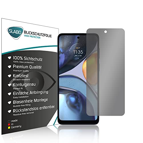 Slabo Blickschutzfolie kompatibel mit Motorola Moto g22 Sichtschutz 4-Way Displayschutzfolie 360 Grad View Protection Privacy Schwarz von Slabo