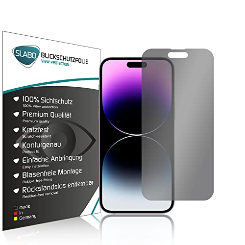 Slabo Blickschutzfolie kompatibel mit iPhone 14 Pro Max Sichtschutz 4-Way Displayschutzfolie 360 Grad View Protection Privacy Schwarz von Slabo