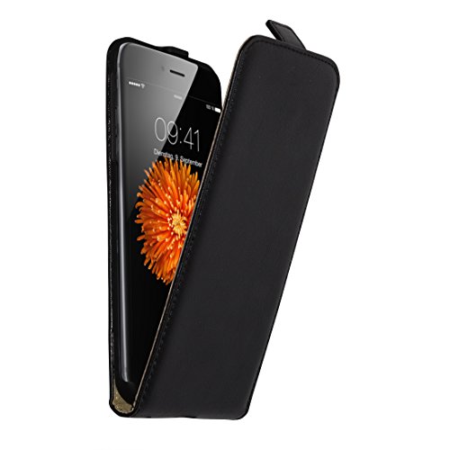 Slabo Flip Case Cover für iPhone 6 Plus / 6S Plus (5.5") - "ECHT Leder - SCHWARZ | Black von Slabo