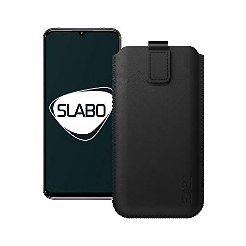Slabo Schutzhülle für Xiaomi Mi 10 Lite 5G Schutztasche Handyhülle Case mit Magnetverschluss aus Kunstleder - SCHWARZ | Black von Slabo