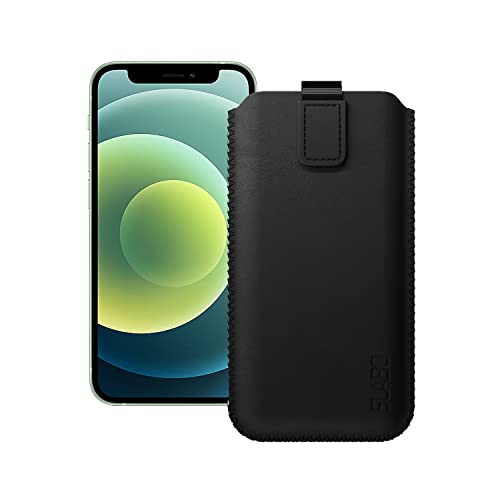 Slabo Schutzhülle für iPhone 12 | iPhone 12 Pro Schutztasche Handyhülle Case mit Magnetverschluss aus Kunstleder - SCHWARZ | Black von Slabo