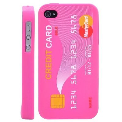 Slabo Silikon Schutzhülle Hülle Case für Apple iPhone 4s | iPhone 4 - "Kreditkarte Kredit Karte | Credit Card - PINK | ROSA von Slabo