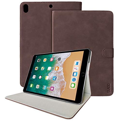 Slabo Tablet Hülle Case Vintage für iPad Pro 10.5 Zoll | iPad Air 10,5 Zoll | iPad Air 3 Schutzhülle mit Auto Sleep Wake Funktion und Magnetverschluss Kunstleder - Dunkelbraun | Dark Brown von Slabo