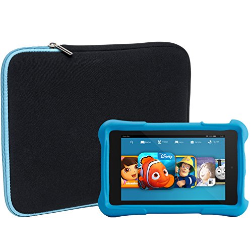 Slabo Tablet Tasche Schutzhülle für Amazon Fire | 7 Kids Edition (2011-2017) | Kindle Oasis - Tablet Hülle Etui Case Phablet aus Neopren – TÜRKIS/SCHWARZ von Slabo
