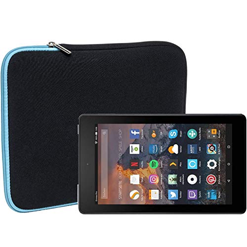 Slabo Tablet Tasche Schutzhülle für Amazon Fire 7-Tablet mit Alexa (17,7 cm 7") Hülle Etui Case Phablet aus Neopren – TÜRKIS/SCHWARZ von Slabo