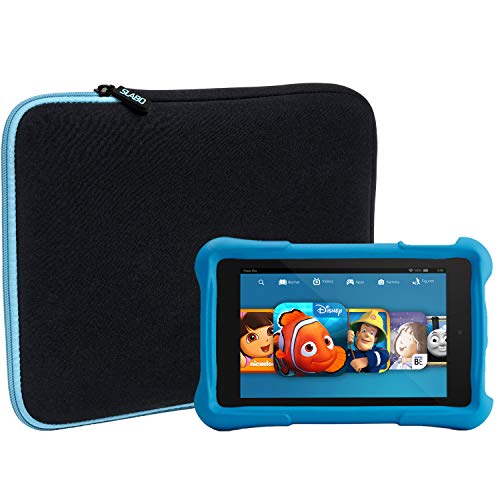 Slabo Tablet Tasche Schutzhülle für Amazon Fire HD 8 Kids Edition (7. Generation - 2017) Hülle Etui Case Phablet aus Neopren – TÜRKIS/SCHWARZ von Slabo