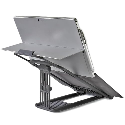 Surface Pro Ständer: Heben Sie Ihre Oberfläche mit der angebrachten Tastatur an – reduzieren Sie Nackenschmerzen, verbessern Sie den Kamerawinkel, tragbar, verstellbar, einfach zu bedienen von Slaige