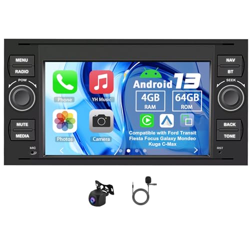 Slakerbe Android 13 Autoradio 2 Din mit Carplay Android Auto kompatibel mit Ford Transit Fiesta Focus Galaxy Mondeo Kuga C-Max, 4G+64G 7 Zoll Auto Stereo mit Bluetooth WiFi FM RDS Rückfahrkamera Mic Slakerbe Android 13 Autoradio 2 Din mit Carplay Android Auto kompatibel mit Ford Transit Fiesta Focus Galaxy Mondeo Kuga C-Max, 4G+64G 7 Zoll Auto Stereo mit Bluetooth WiFi FM RDS Rückfahrkamera Mic von Slakerbe