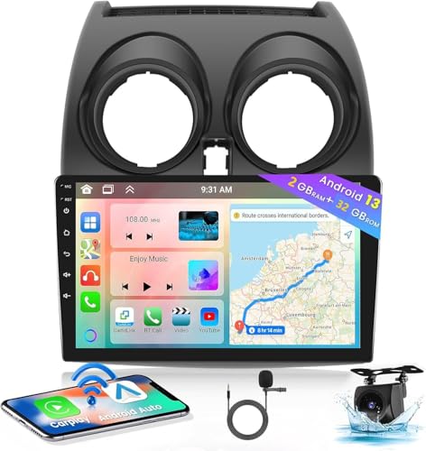 Slakerbe Android 13 Autoradio 2 Din mit Carplay Android Auto kompatibel mit Nissan Qashqai J10 2007-2016, 2G+32G 9 Zoll Auto Radio Stereo mit Bluetooth Navi WiFi FM RDS Rückfahrkamera Mic Slakerbe Android 13 Autoradio 2 Din mit Carplay Android Auto kompatibel mit Nissan Qashqai J10 2007-2016, 2G+32G 9 Zoll Auto Radio Stereo mit Bluetooth Navi WiFi FM RDS Rückfahrkamera Mic von Slakerbe