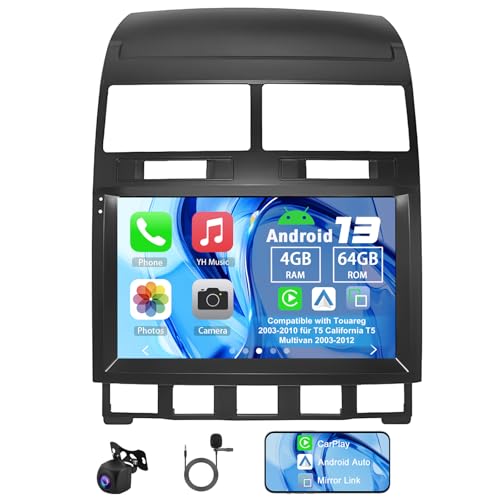 Slakerbe Android 13 Autoradio 2 Din mit Carplay Android Auto kompatibel mit Touareg 2003-2010 für T5 California T5 Multivan 2003-2012, 4G+64G 9 Zoll Auto Stereo mit WiFi FM RDS Rückfahrkamera Mic Slakerbe Android 13 Autoradio 2 Din mit Carplay Android Auto kompatibel mit Touareg 2003-2010 für T5 California T5 Multivan 2003-2012, 4G+64G 9 Zoll Auto Stereo mit WiFi FM RDS Rückfahrkamera Mic von Slakerbe
