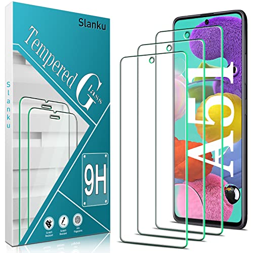 Slanku 3 Stück, Schutzfolie für Samsung Galaxy A51, Frei von Kratzern, 9H Härte, HD Displayschutzfolie, 0.33mm Ultra-klar, Blasenfrei, Ultrabeständig von Slanku