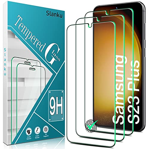 Slanku 3 Stück, Schutzglas für Samsung Galaxy S23 Plus 5G Schutzfolie, Fingeuck-ID, Frei von Kratzern, 9H Härte, 0.33mm Ultra-Klar Displayschutzfolie, Blasenfrei, Ultrabeständig von Slanku