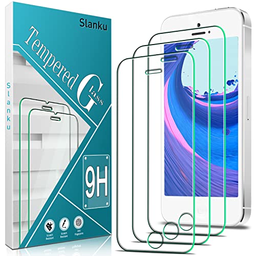 Slanku 3 Stück, Schutzglas für iPhone 5, 5S, 5C, SE 2016 Schutzfolie, Frei von Kratzern, 9H Härte, 0.33mm Ultra-klar, Blasenfrei, Ultrabeständig, HD Displayschutzfolie von Slanku