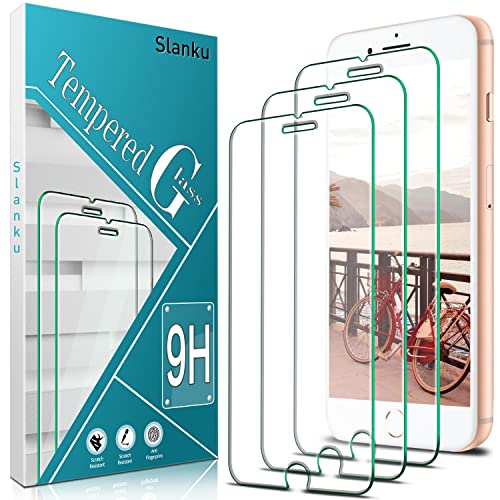 Slanku 3 Stück, Schutzglas für iPhone 8 Plus, iPhone 7 Plus Schutzfolie, Frei von Kratzern, 9H Härte, 0.33mm Ultra-klar, Blasenfrei, Ultrabeständig, HD Displayschutzfolie von Slanku