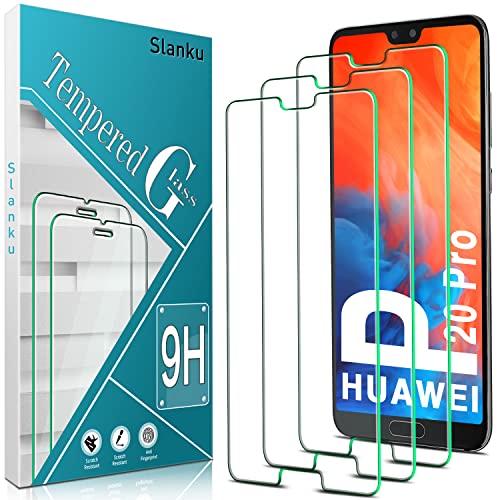 Slanku 3 Stück Schutzfolie für Huawei P20 Pro, Frei von Kratzern, 9H Härte, HD Displayschutzfolie, 0.33mm Ultra-klar, Blasenfrei, Ultrabeständig von Slanku
