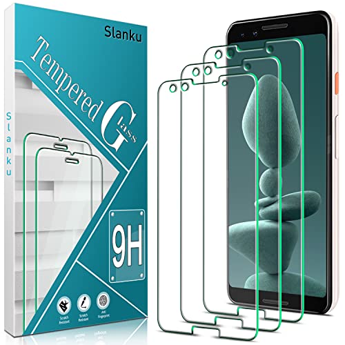 Slanku 3 Stück Schutzfolie für Google Pixel 3 Schutzglas, Frei von Kratzern, 9H Härte, HD Displayschutzfolie, 0.33mm Ultra-klar, Blasenfrei, Ultrabeständig von Slanku