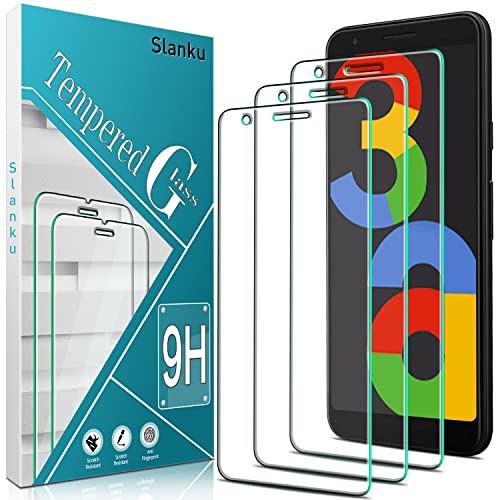 Slanku 3 Stück Schutzglas für Google Pixel 3a Schutzfolie, Frei von Kratzern, 9H Härte, HD Displayschutzfolie, 0.33mm Ultra-klar, Blasenfrei, Ultrabeständig von Slanku