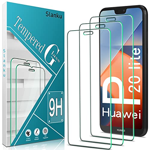 Slanku 3 Stück Schutzglas für Huawei P20 Lite Schutzfolie, Frei von Kratzern, 9H Härte, HD Displayschutzfolie, 0.33mm Ultra-klar, Blasenfrei, Ultrabeständig von Slanku