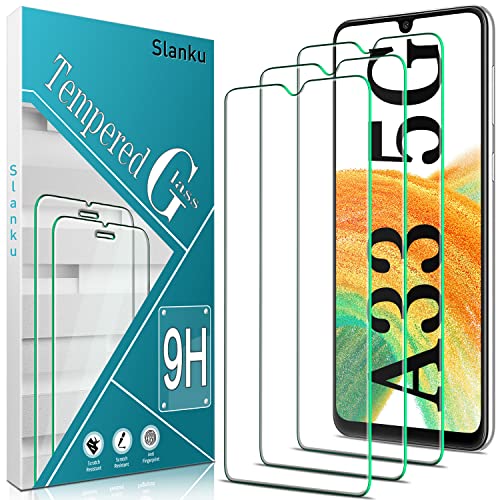 Slanku 3 Stück Schutzglas für Samsung Galaxy A33 5G Schutzfolie, Frei von Kratzern, 9H Härte, HD Displayschutzfolie, 0.33mm Ultra-klar, Blasenfrei, Ultrabeständig von Slanku
