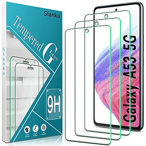 Slanku 3 Stück Schutzglas für Samsung Galaxy A53 5G Schutzfolie, Frei von Kratzern, 9H Härte, HD Displayschutzfolie, 0.33mm Ultra-klar, Blasenfrei, Ultrabeständig von Slanku