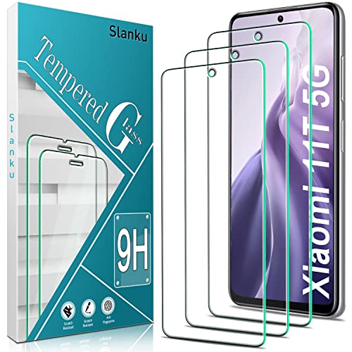 Slanku 3 Stück Schutzglas für Xiaomi 11T 5G, Xiaomi 11T Pro 5G Schutzfolie, Frei von Kratzern, 9H Härte, HD Displayschutzfolie, 0.33mm Ultra-klar, Blasenfrei, Ultrabeständig von Slanku