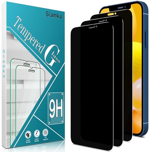 Slanku 3 Stück Sichtschutz Schutzfolie für iPhone 12, iPhone 12 Pro, Anti-Spy, Frei von Kratzern, 9H Härte, Blasenfrei, HD Displayschutzfolie, Ultra-klar Slanku 3 Stück Sichtschutz Schutzfolie für iPhone 12, iPhone 12 Pro, Anti-Spy, Frei von Kratzern, 9H Härte, Blasenfrei, HD Displayschutzfolie, Ultra-klar von Slanku