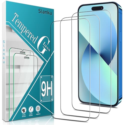 Slanku 3 Stück, Schutzglas für iPhone 16 Pro Max Schutzfolie, 9H Härte, HD Displayschutzfolie, 0.33mm Ultra-klar, Blasenfrei, Ultrabeständig von Slanku