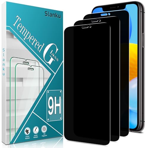 Slanku Displayschutzfolie für iPhone Xs Max, 11 Pro Max gehärtetes Glas, Anti-Spionage-Funktion, 9H Härte, hüllenfreundlich, blasenfrei, kratzfest, 3 Stück von Slanku