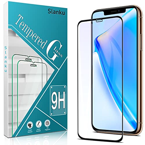 Slanku Schutzfolie für iPhone 11 Pro, XS, X, Schwarzer Rand Schutzglas, Frei von Kratzern, Blasenfrei, Ultrabeständig, HD Displayschutzfolie von Slanku