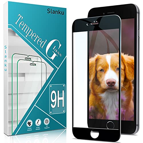 Slanku Schutzfolie für iPhone 8 Plus/iPhone 7 Plus, [Volle Bedeckung] Schutzglas, Frei von Kratzern, 9H Härte, Blasenfrei, Ultrabeständig, HD Displayschutzfolie von Slanku