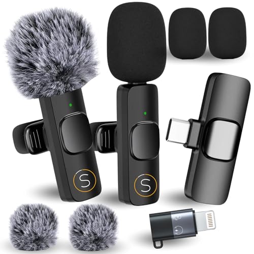 Slayo Kabelloses Lavalier Mikrofon für Handy - 2 Mini Wireless Microphone Set - Ansteckmikrofon Kabellos USB-C für iPhone/Android/PC Plug-Play Microphone Bluetooth Video/TikTok Podcast Starter Set Slayo Kabelloses Lavalier Mikrofon für Handy - 2 Mini Wireless Microphone Set - Ansteckmikrofon Kabellos USB-C für iPhone/Android/PC Plug-Play Microphone Bluetooth Video/TikTok Podcast Starter Set von Slayo