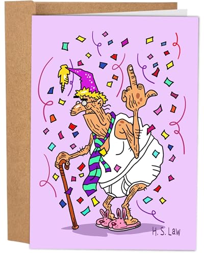 Sleazy Greetings Lustige Geburtstagskarte für Männer mit passendem Umschlag, 12,7 x 17,8 cm, unhöfliche Mittelfinger-Geburtstagskarte von Sleazy Greetings